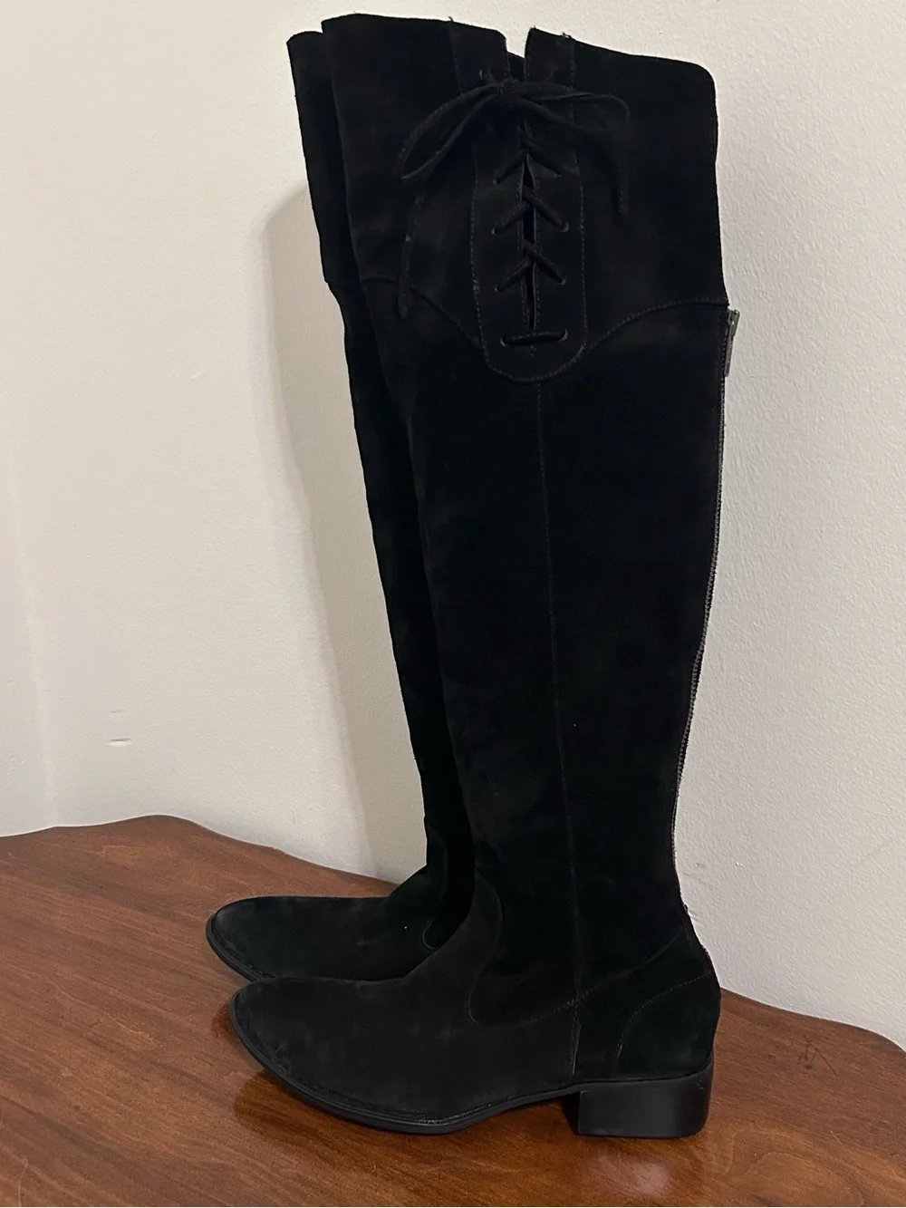 Born Black Suede Over-the-Knee Lace-Up Tall Riding Festival Boots Size 8